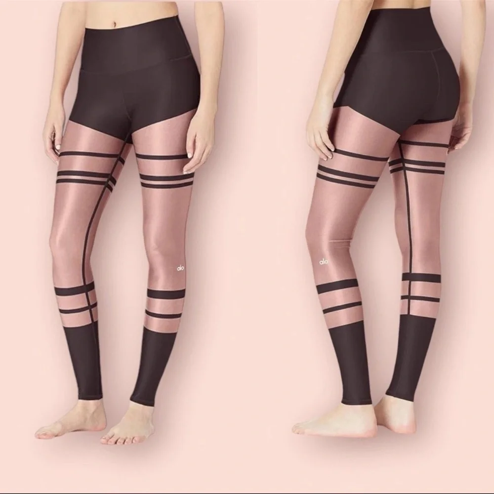 Alo Yoga Airlift Anthracite High Rise Dark Gray Pale Pink Legging